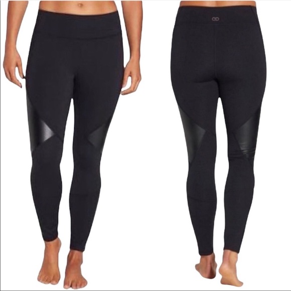 CALIA by Carrie Underwood Pants - Calia Women's Leggings faux leather panels black high waist moto leggings M